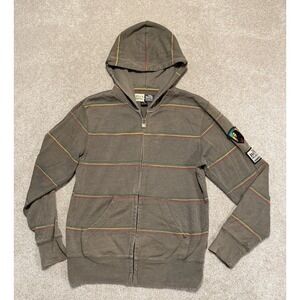 Billabong Bob Marley Hoodie Mens Medium Green Striped Freedom Fighter Reggae Zip